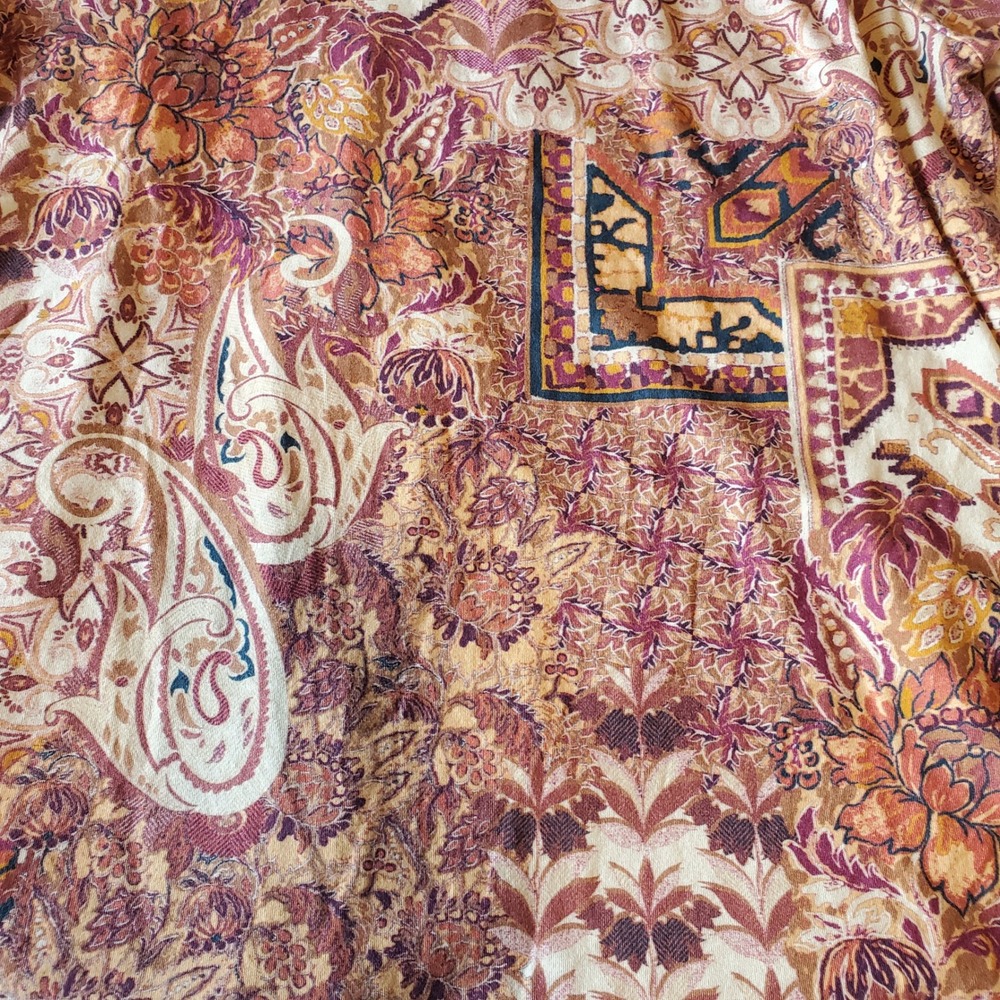 Soft Surroundings Womens‎ 1X Paisley Patchwork cotton Scoop Neck Tee Multicolor